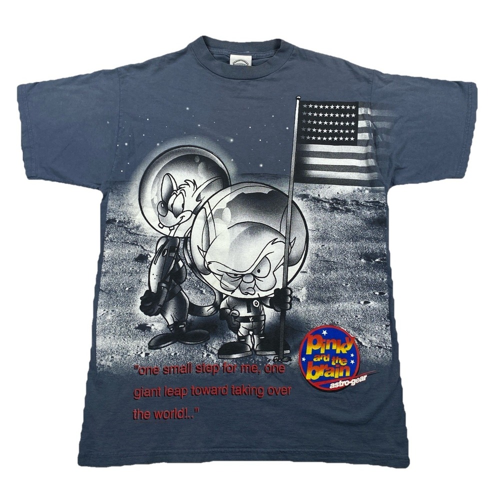 Vintage Pink And The Brain Taking Over The World Moon Animaniacs T-Shirt Large‎